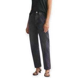 Agolde 90s Mid Rise Loose Jeans in Photogram Gray Black Wash Size 24